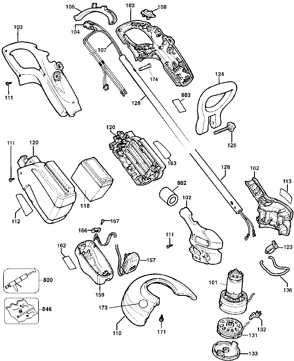 Exploded Diagram A Diagram and Parts List for CST1000C Type 4 Black and Decker Trimmer